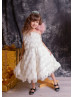 One Shoulder Fringe Elegant Flower Girl Dress